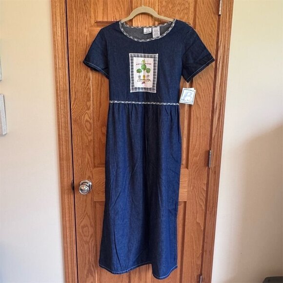 Bobbie Brooks Women's Vintage Denim Midi Dress Blue Embroidered Size Small 4-6 - Picture 1 of 6